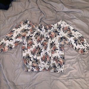 Floral off shoulder crop